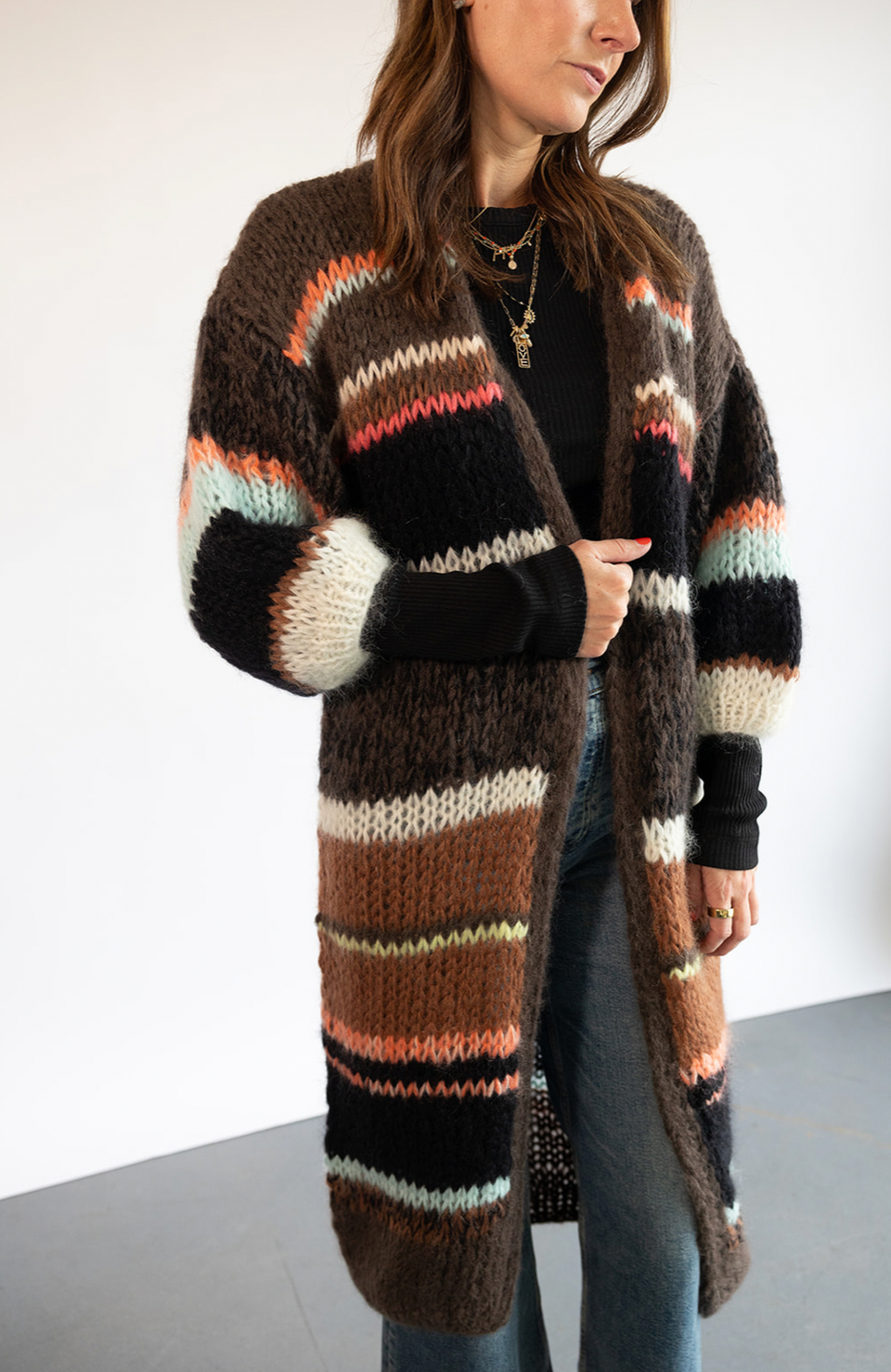 The Maiami Stripes Galore Coat in Chocolate  