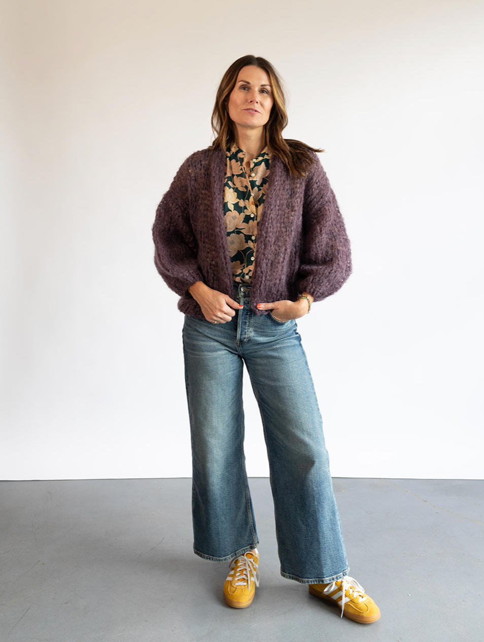 The Maiami Mohair Bomber Cardi in Plum