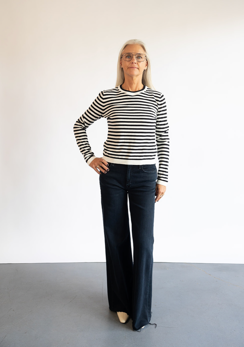 The Velvet Roxy Striped Sweater in Milk/Black