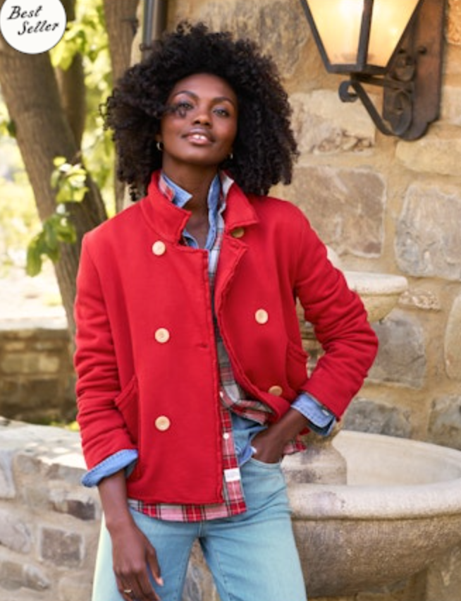 Mini Belfast Peacoat in Crimson | Shop Eleanor