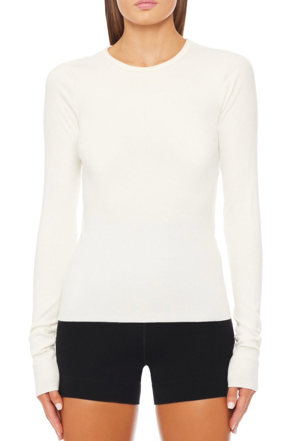 The Long Sleeve Fitted Top in White | Shop Eleanor 