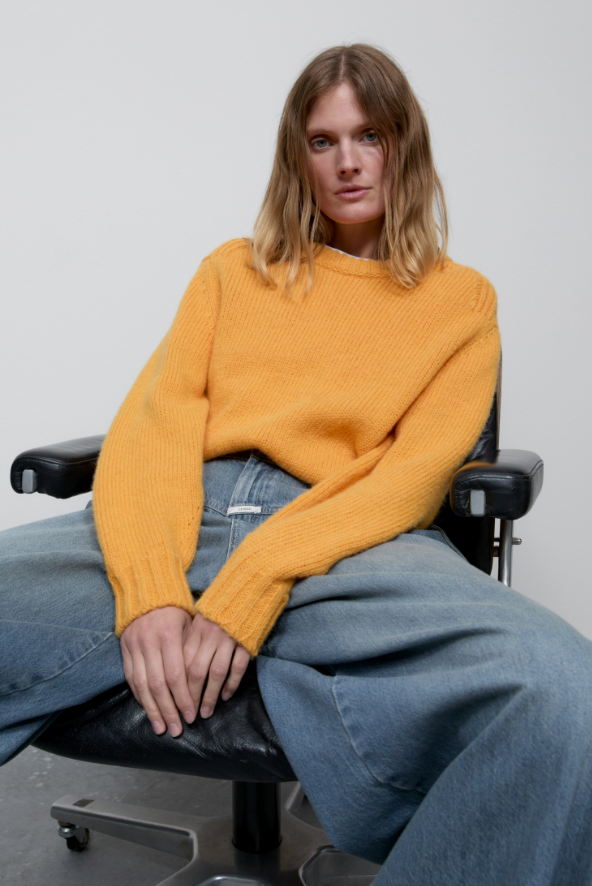 The Cropped Crew Neck in Orange 