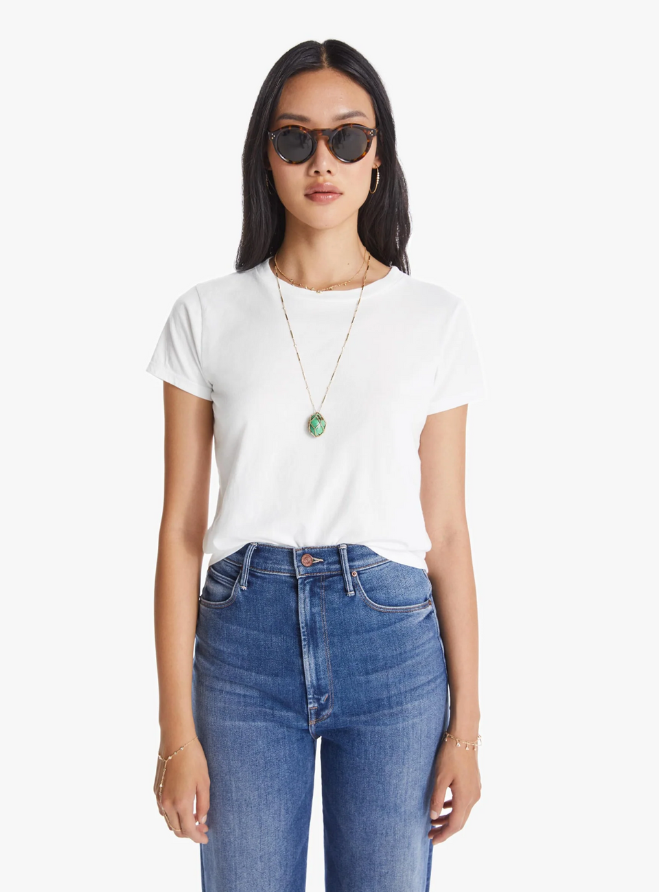 Mother Denim Lil Goodie Goodie Tee in White | Shop Eleanor 