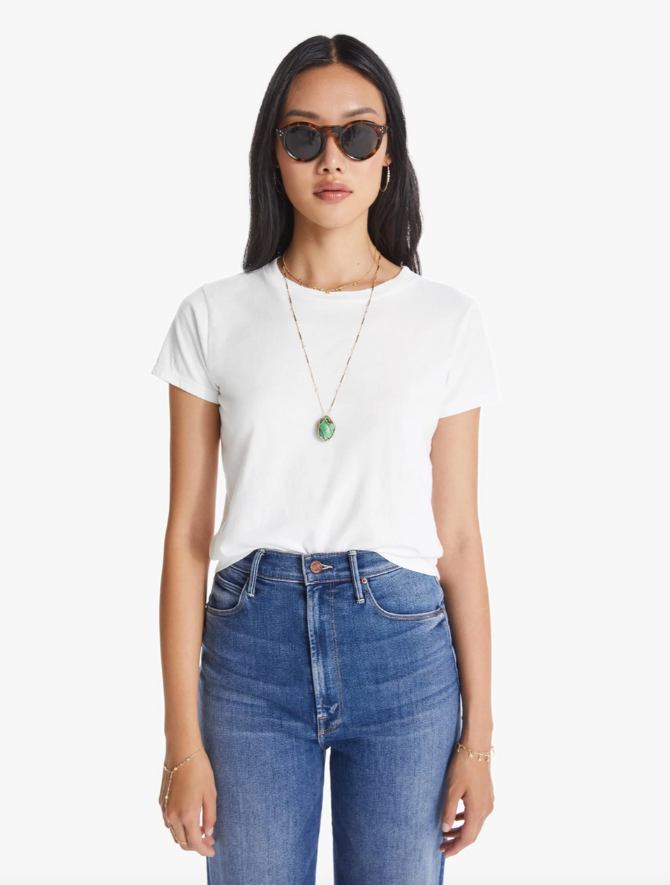 Mother Denim Lil Goodie Goodie Tee in White | Shop Eleanor 