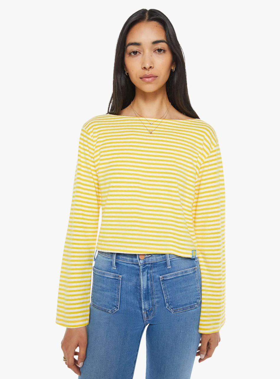 The Mother Denim Skipper Bell Tee in Yellow | Shop Eleanor 