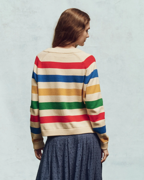 The Great Varsity Cardigan in Multi Stripe | Shop Eleanor 