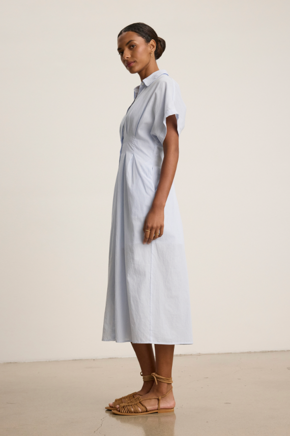 The Velvet Riley Dress in Blue Stripe | Shop Eleanor
