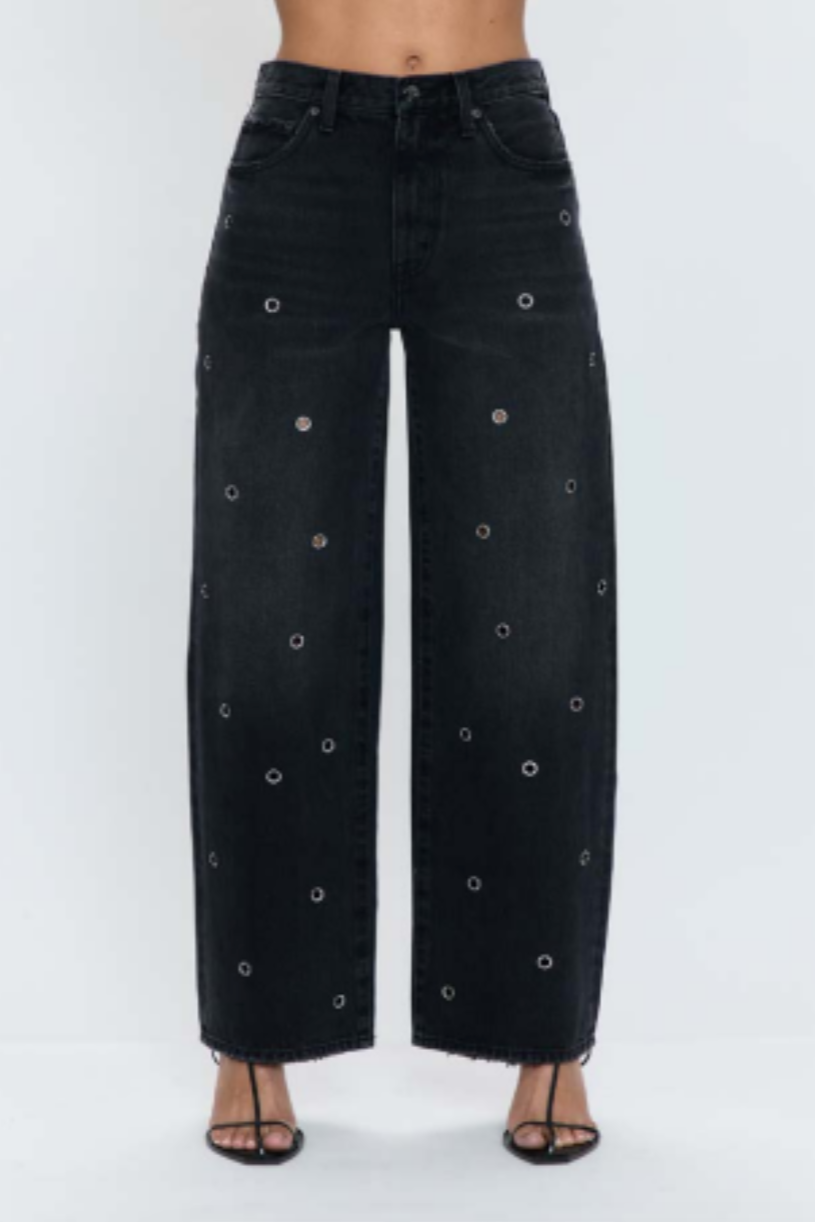 Hendrix High Rise Baggy Jean with Cricular Studs | Shop Eleanor