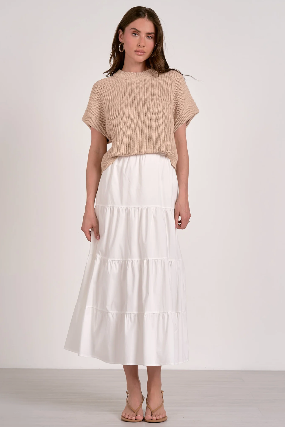 The Elan Opal Sweater Dress in White Beige | Shop Eleanor 