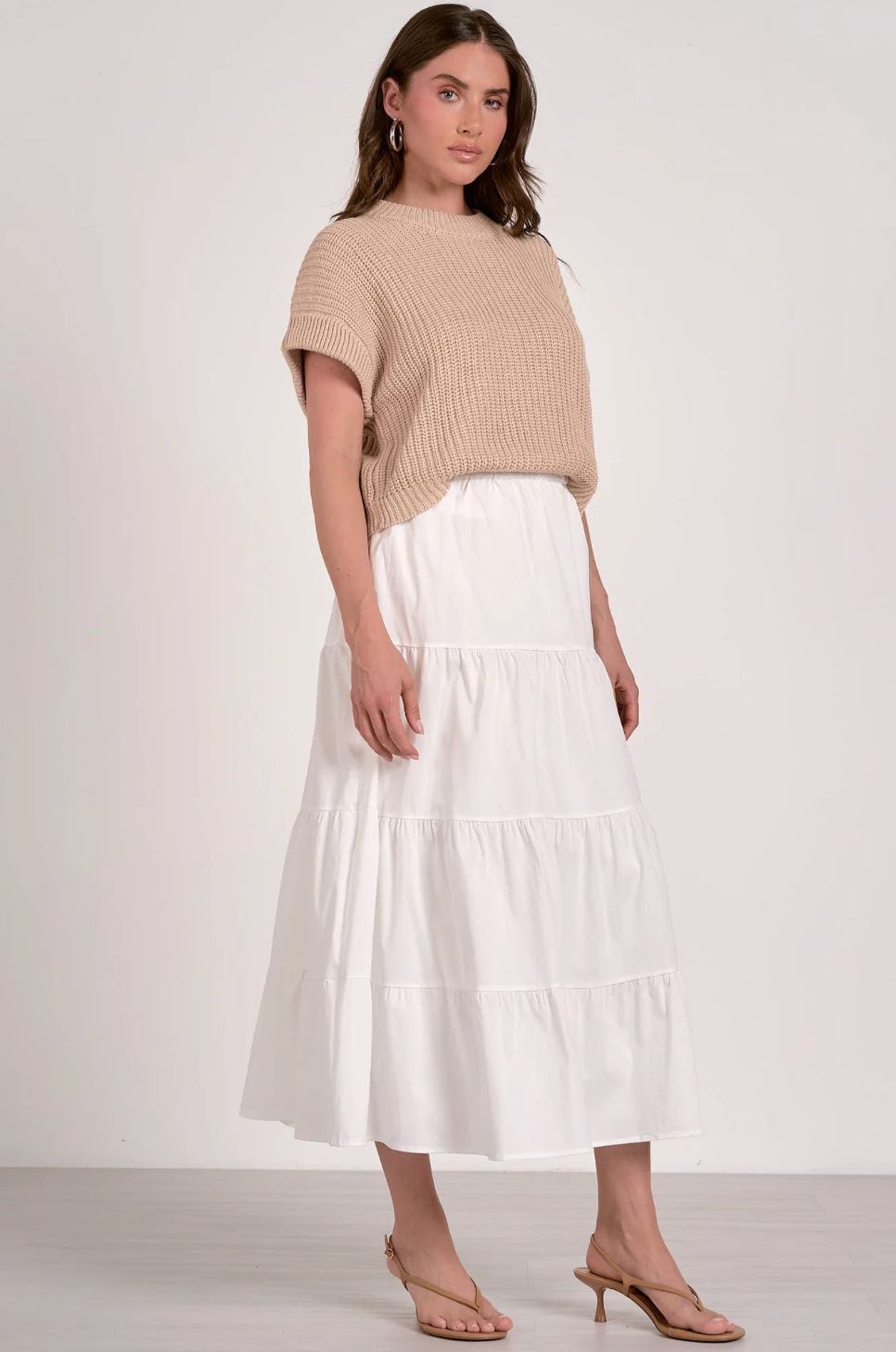 The Elan Opal Sweater Dress in White Beige | Shop Eleanor 