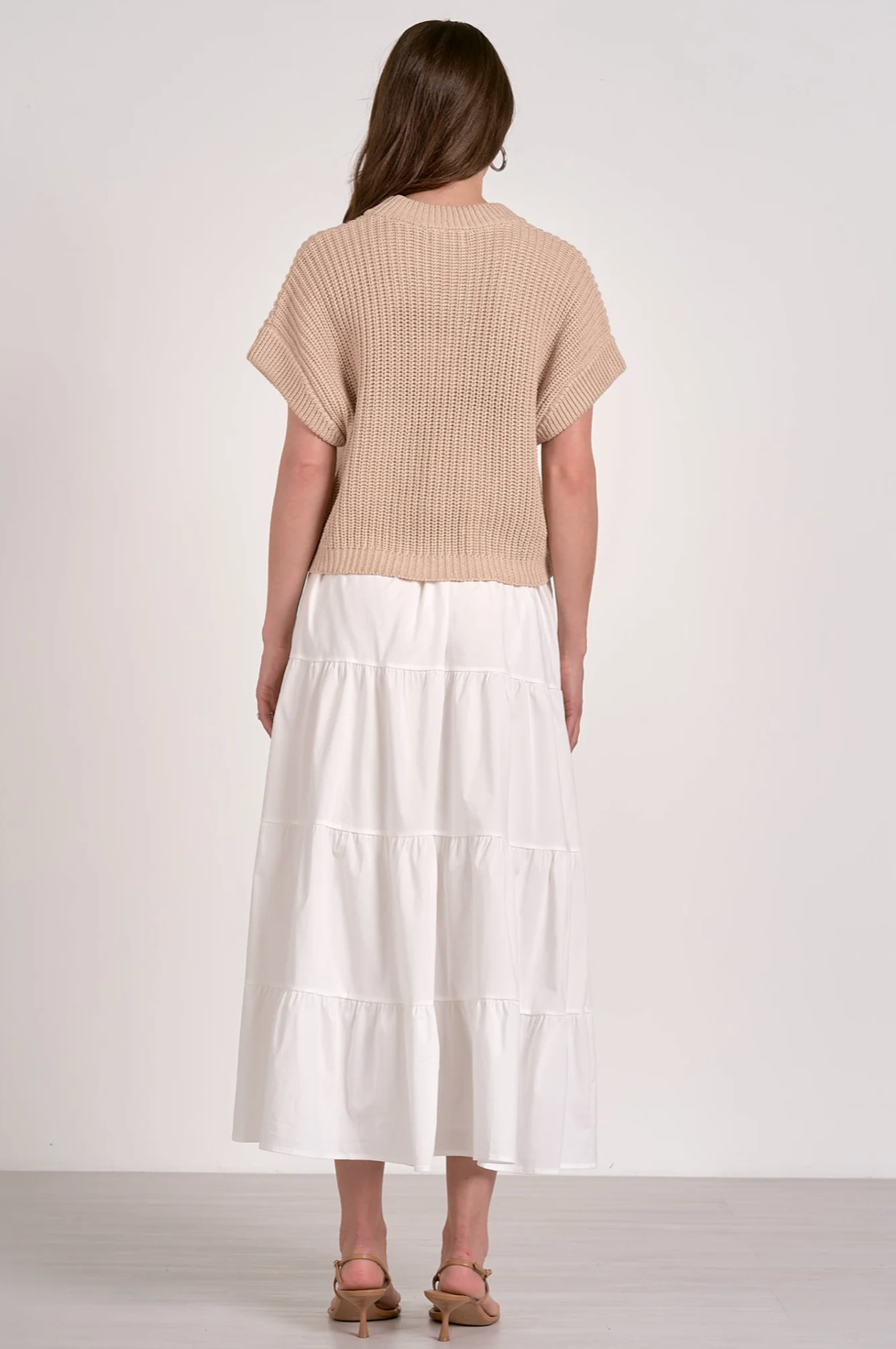 The Elan Opal Sweater Dress in White Beige | Shop Eleanor 