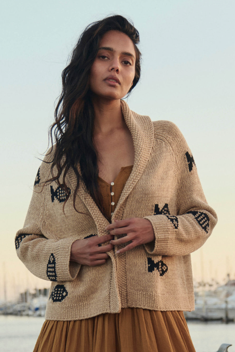The Great Swimming Fish Cardigan in Natural | Shop Eleanor 