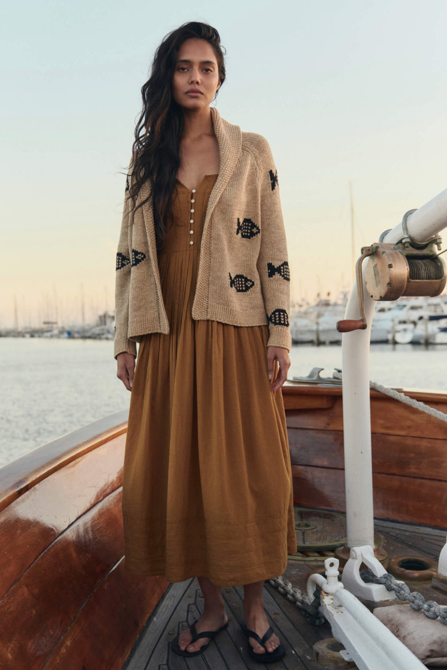 The Great Swimming Fish Cardigan in Natural | Shop Eleanor 
