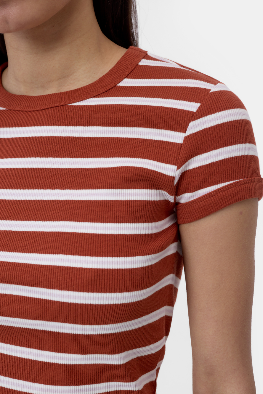 Closed Denim Slim Pointelle T-Shirt in Brick Red | Shop Eleanor