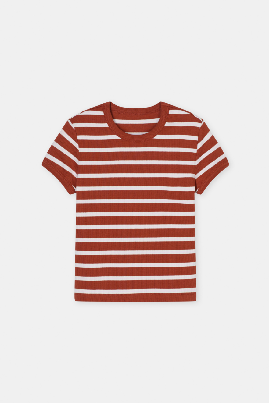 Closed Denim Slim Pointelle T-Shirt in Brick Red | Shop Eleanor