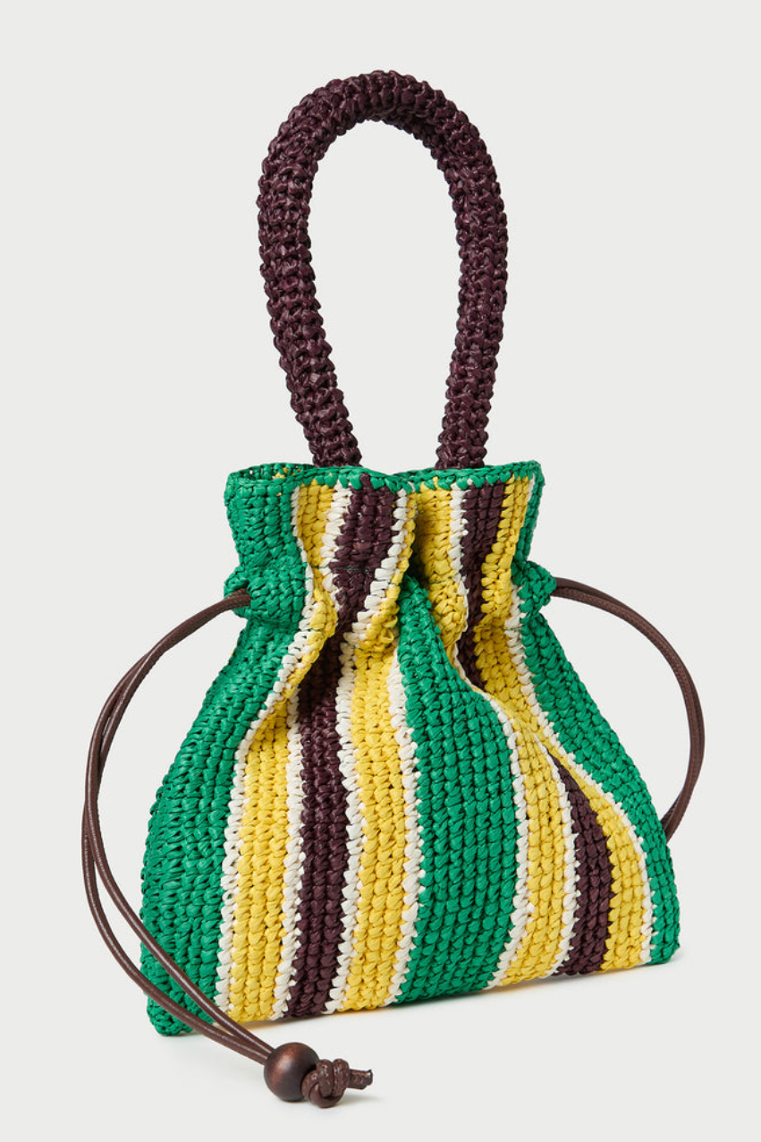 The Loeffler Randall Kylie Pouch in Green/ Yellow Raffia | Shop Eleanor