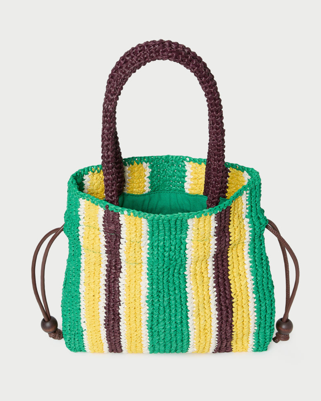 The Loeffler Randall Kylie Pouch in Green/ Yellow Raffia | Shop Eleanor