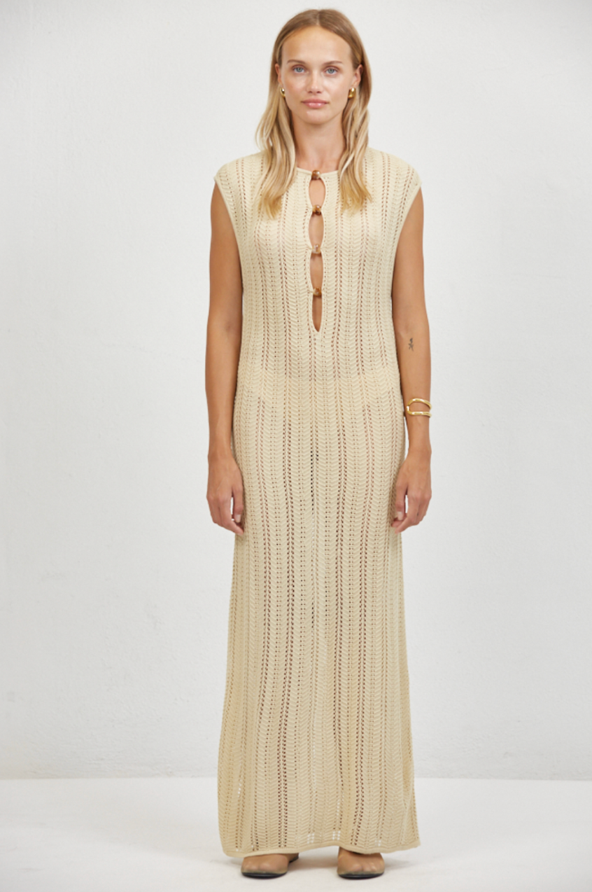 A.REN Kendall Crochet Knit Dress in Natural | Shop Eleanor 