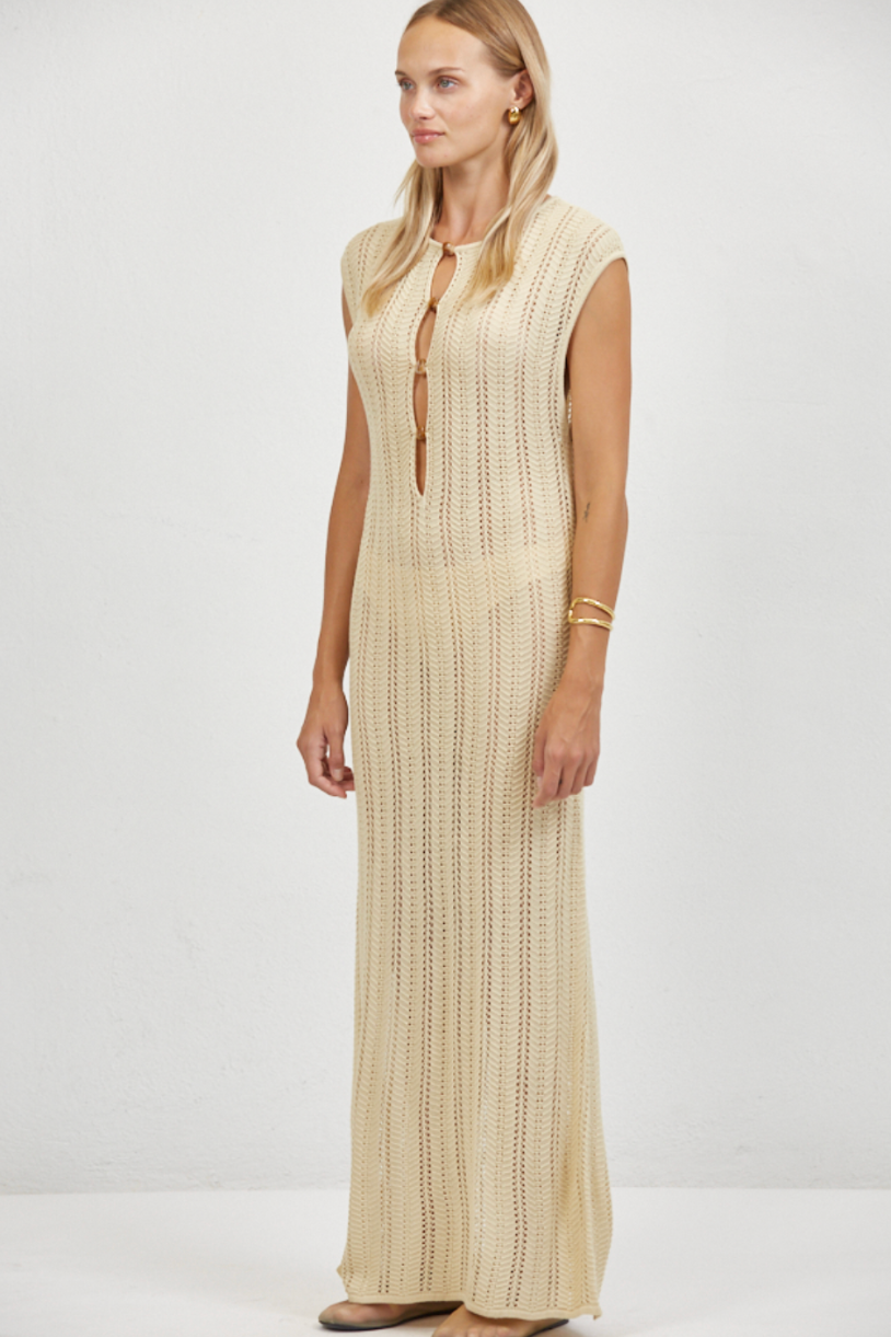 A.REN Kendall Crochet Knit Dress in Natural | Shop Eleanor 