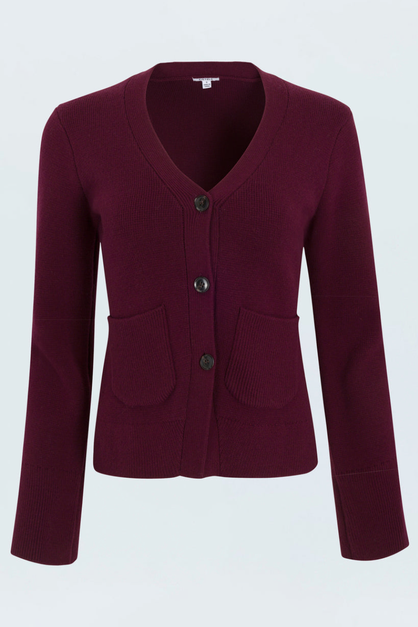 The Pistola Aeron Cardi in Claret | Shop Eleanor 