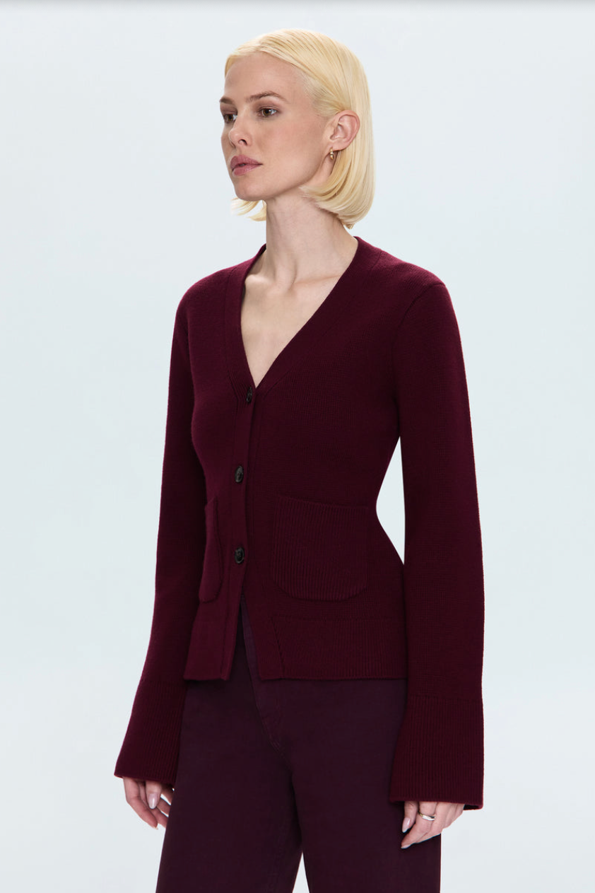 The Pistola Aeron Cardi in Claret | Shop Eleanor 