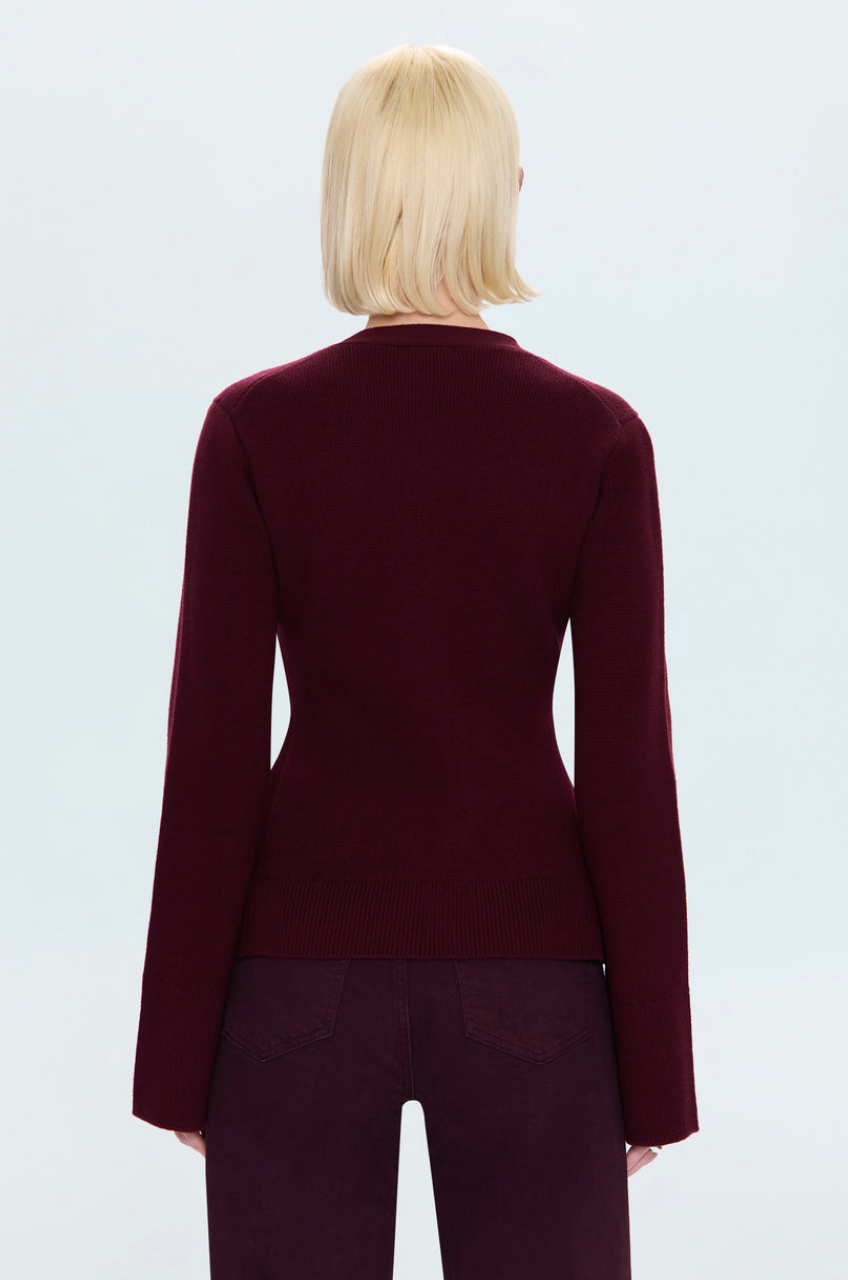 The Pistola Aeron Cardi in Claret | Shop Eleanor 
