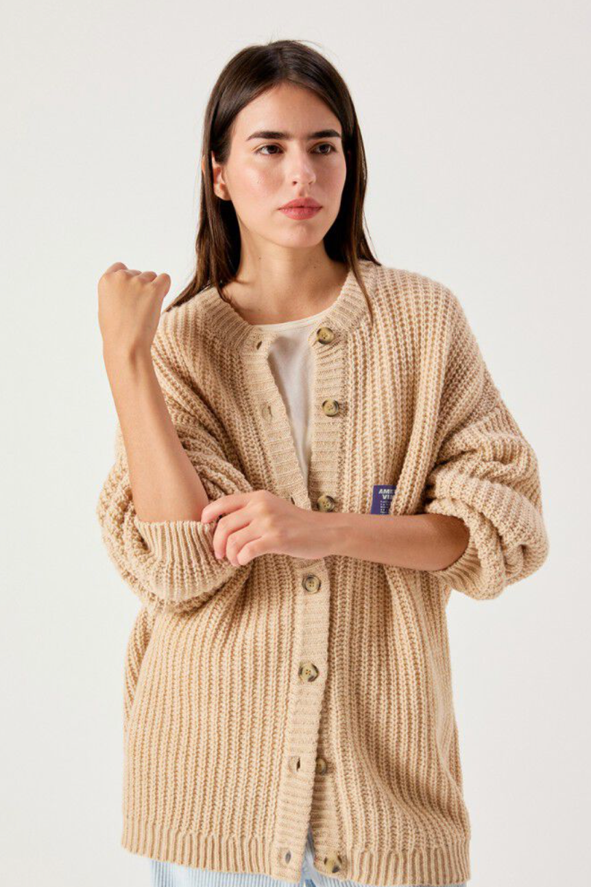 The American Vintage  Women's Cyro Cardigan in Beige | Shop Eleanor 