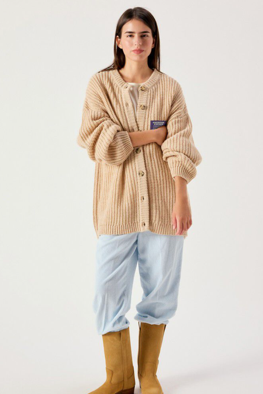 The American Vintage  Women's Cyro Cardigan in Beige | Shop Eleanor 