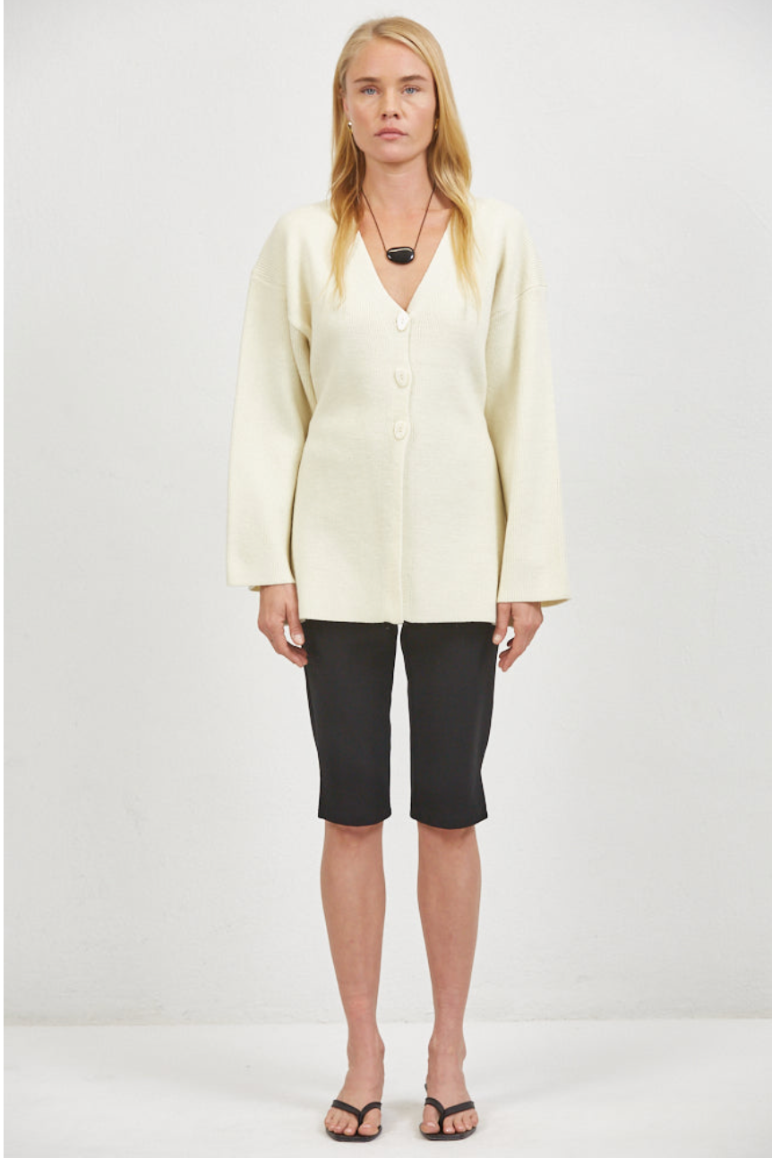 The A. Ren Olivie Cardigan in Cream | Shop Eleanor 