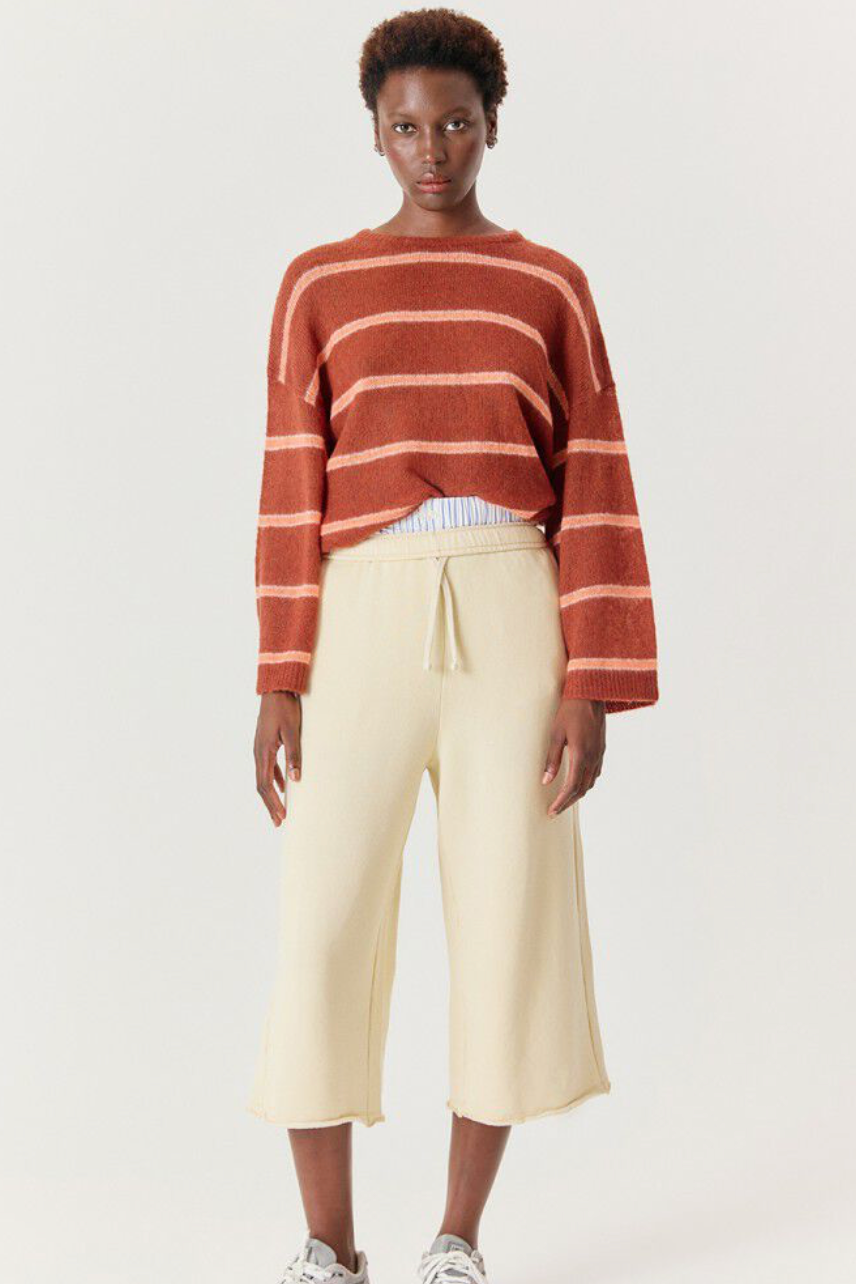 American Vintage Bodyrow Sweater in Pecan Coral Stripe | Shop Eleanor 