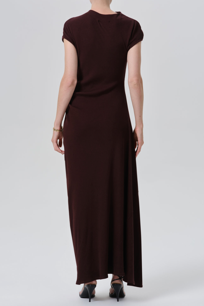 The Citizens of Humanity  Kira Sculptural Dress in Mahogany | Shop Eleanor 