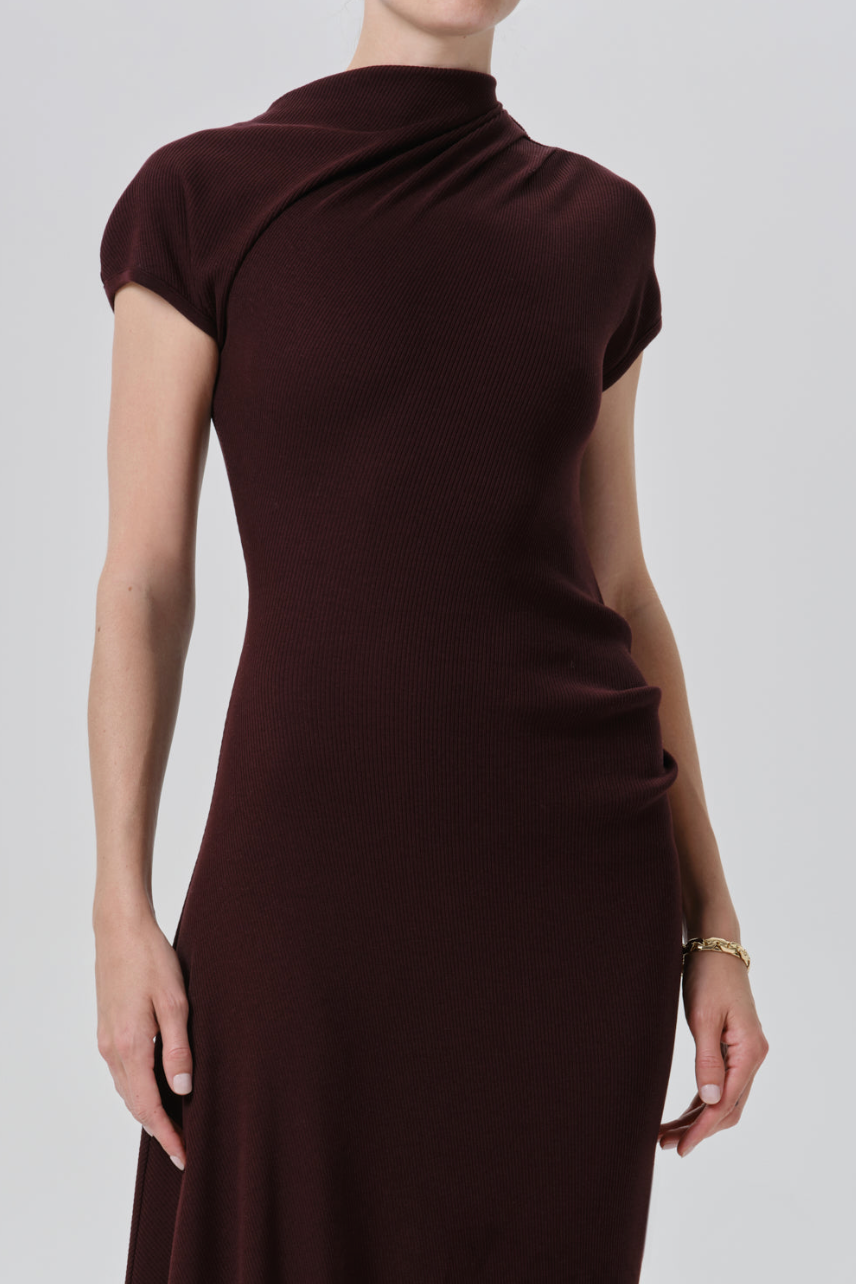 The Citizens of Humanity  Kira Sculptural Dress in Mahogany | Shop Eleanor 