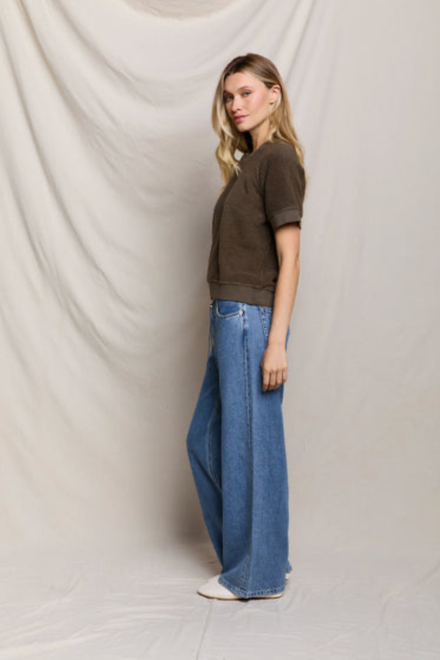 The Perfect White Tee Kennedy Shirt in Dark Olive | Shop Eleanor 