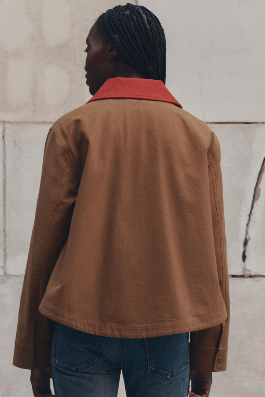 The Great The Swingy Jacket in Rust with Bright Red | Shop Eleanor 