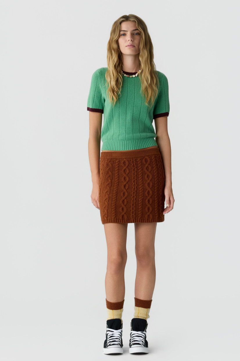 The Guest in Residence Rib Ringer Tee in Highland Fig | Shop Eleanor