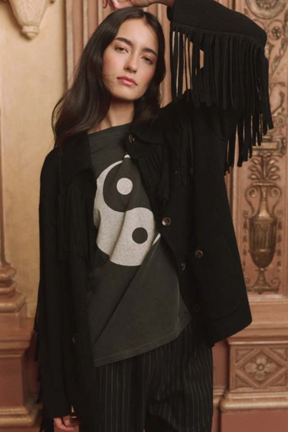 The Great Western Fringe Jacket in Black | Shop Eleanor 