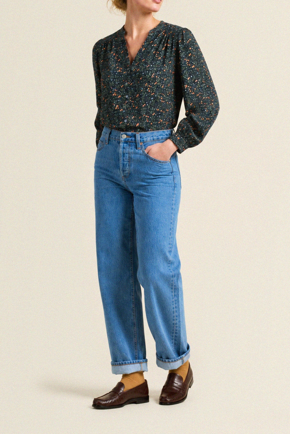 Pauline Blouse Marin Ditsy from TROVATA | Shop Eleanor 