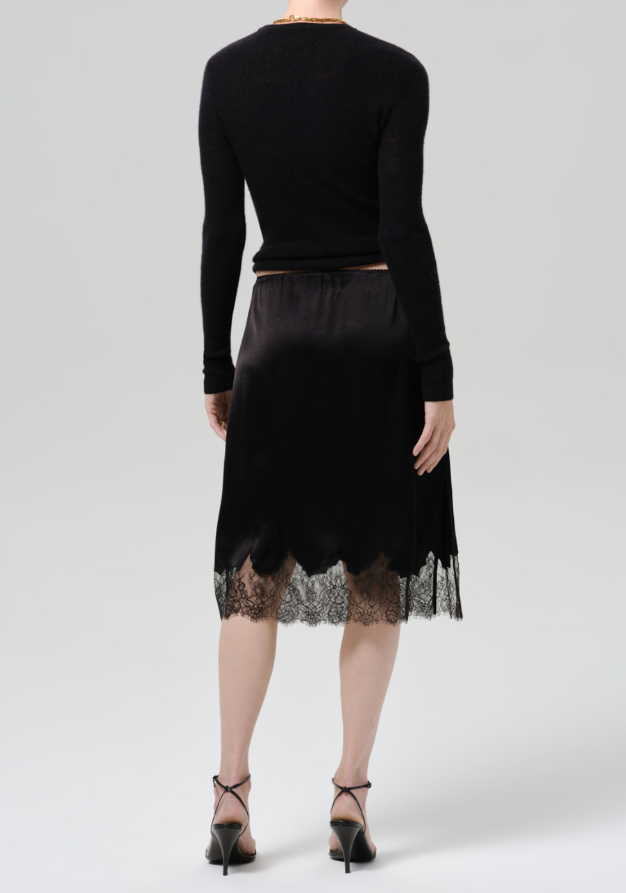 The Citizens of Humanity Lace Trim Japanese Hammered Silk Skirt in Black |
 Shop Eleanor 