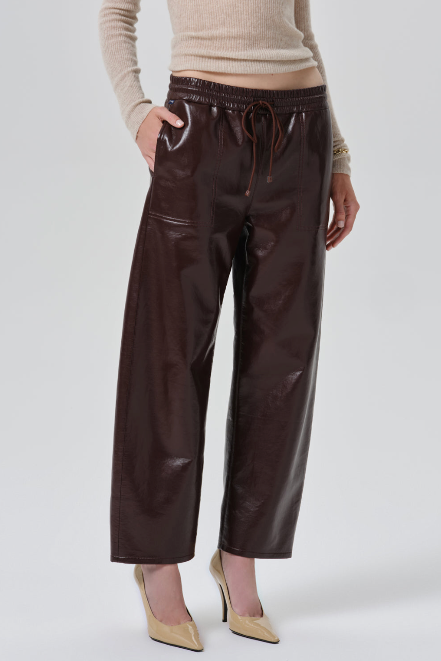 Rework Recycled Leather Pull On Pant in Burgundy | Shop Eleanor 