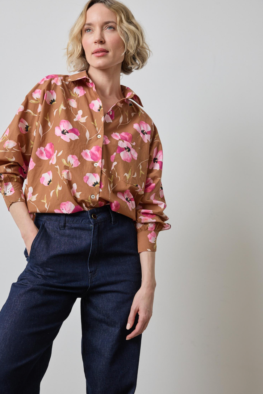 Dolman Sleeve Button Down Shirt in Poppy from Lilla P | Shop Eleanor