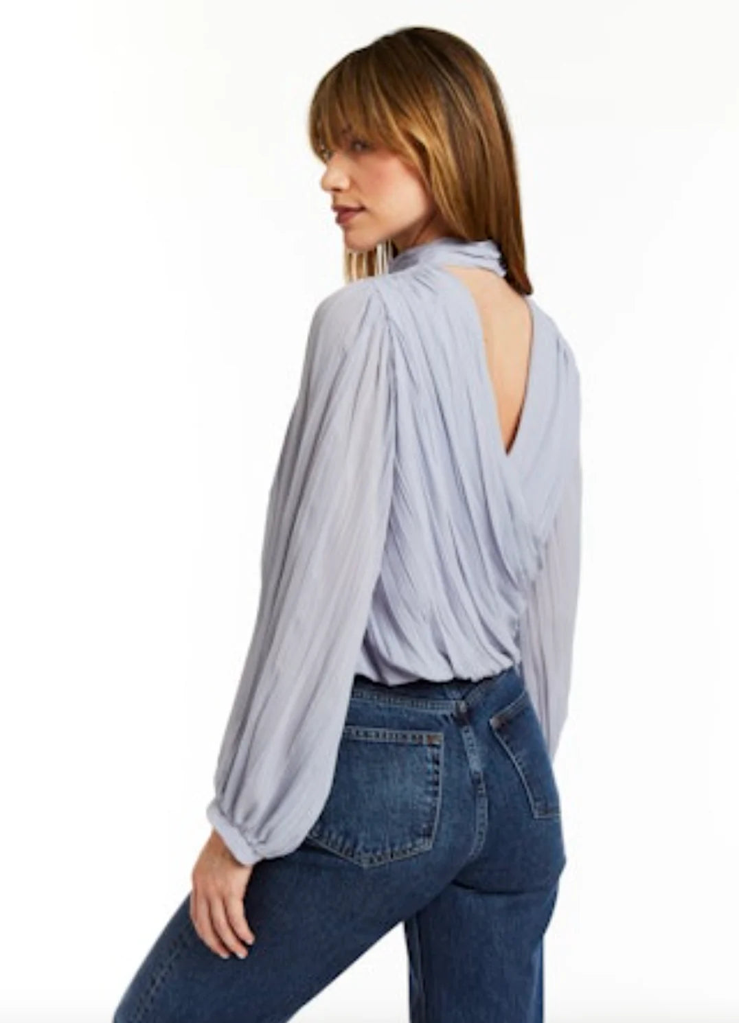 Drew Gabin Blouse Top in Dove | Shop Eleanor