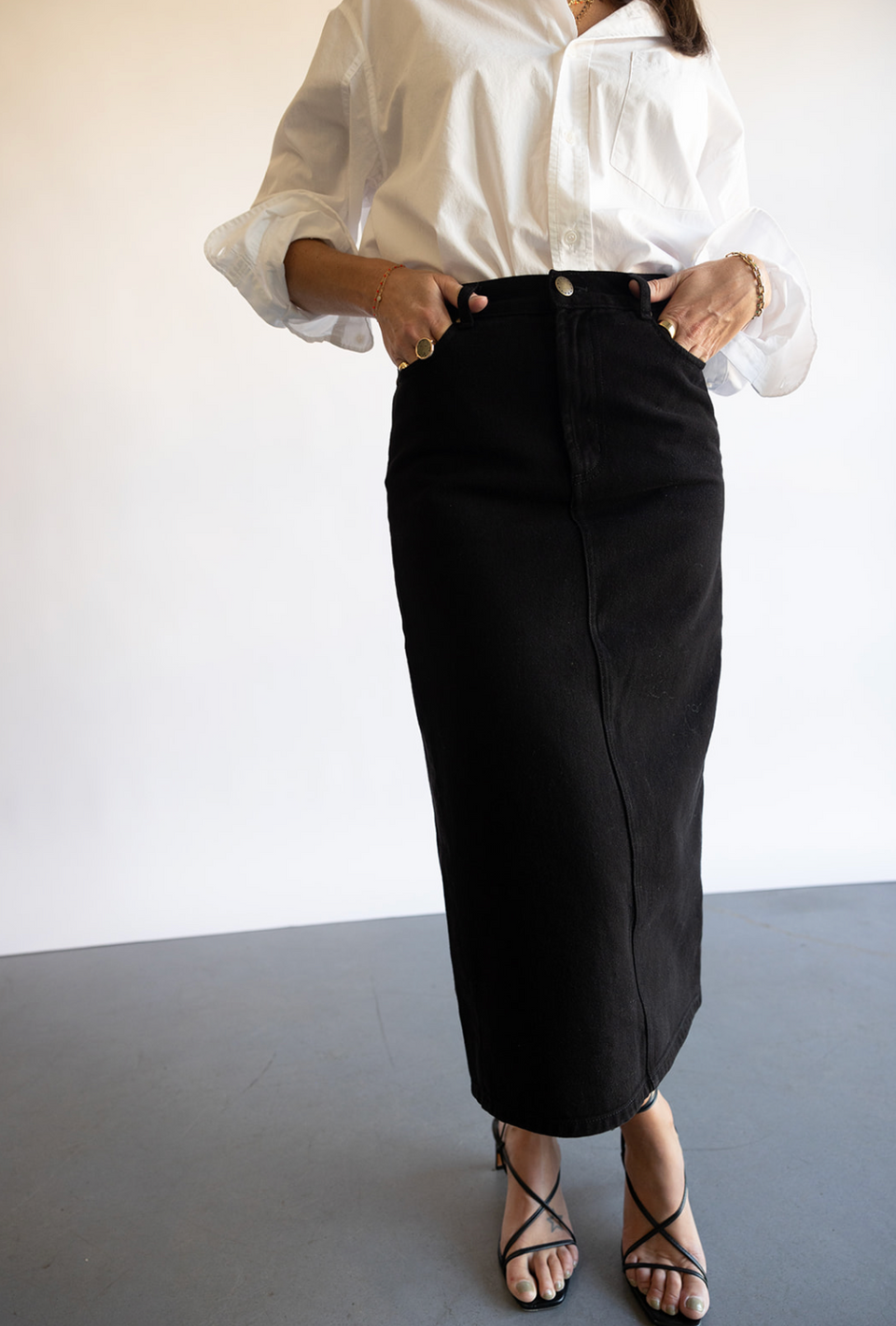 The Great. Column Skirt in Black | Shop Eeanor