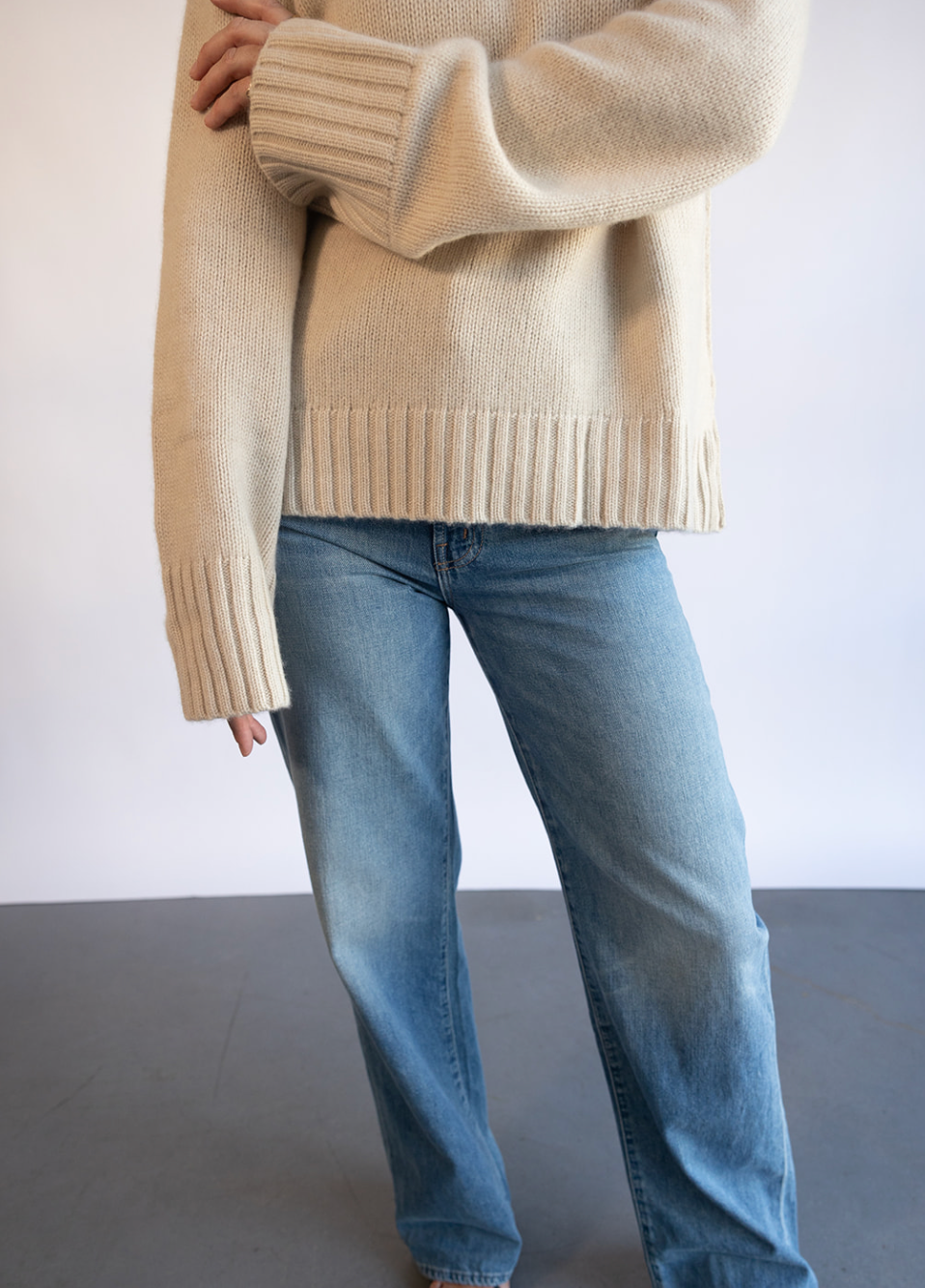 The Brazeau Tricot Chunky Turtleneck Sweater in Buff | Shop Eleanor 