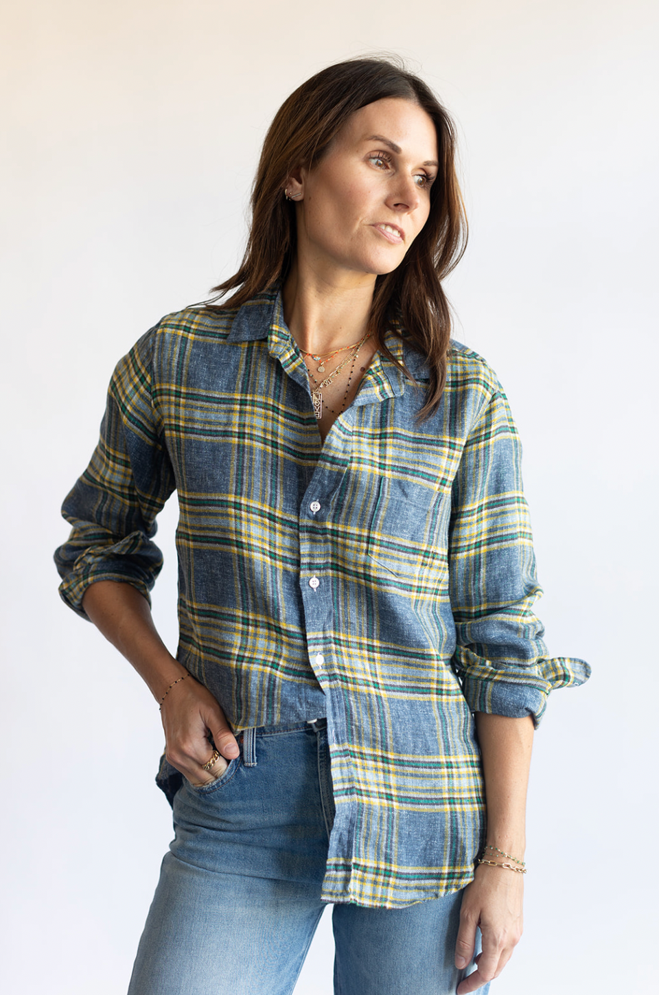 Barry Button Up in Yellow/Blue Plaid | Shop Eleanor