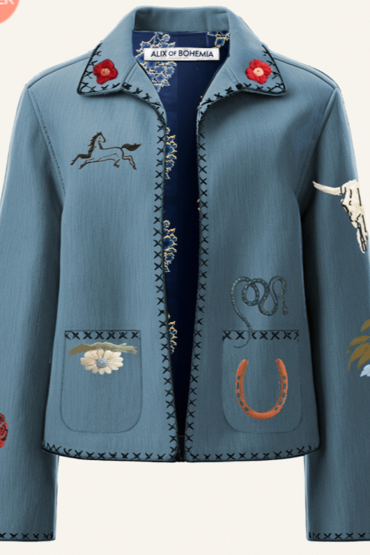 The Alíx of Bohemia Francis Meadow Tattoo Jacket in Blue Meadow | Shop Eleanor 