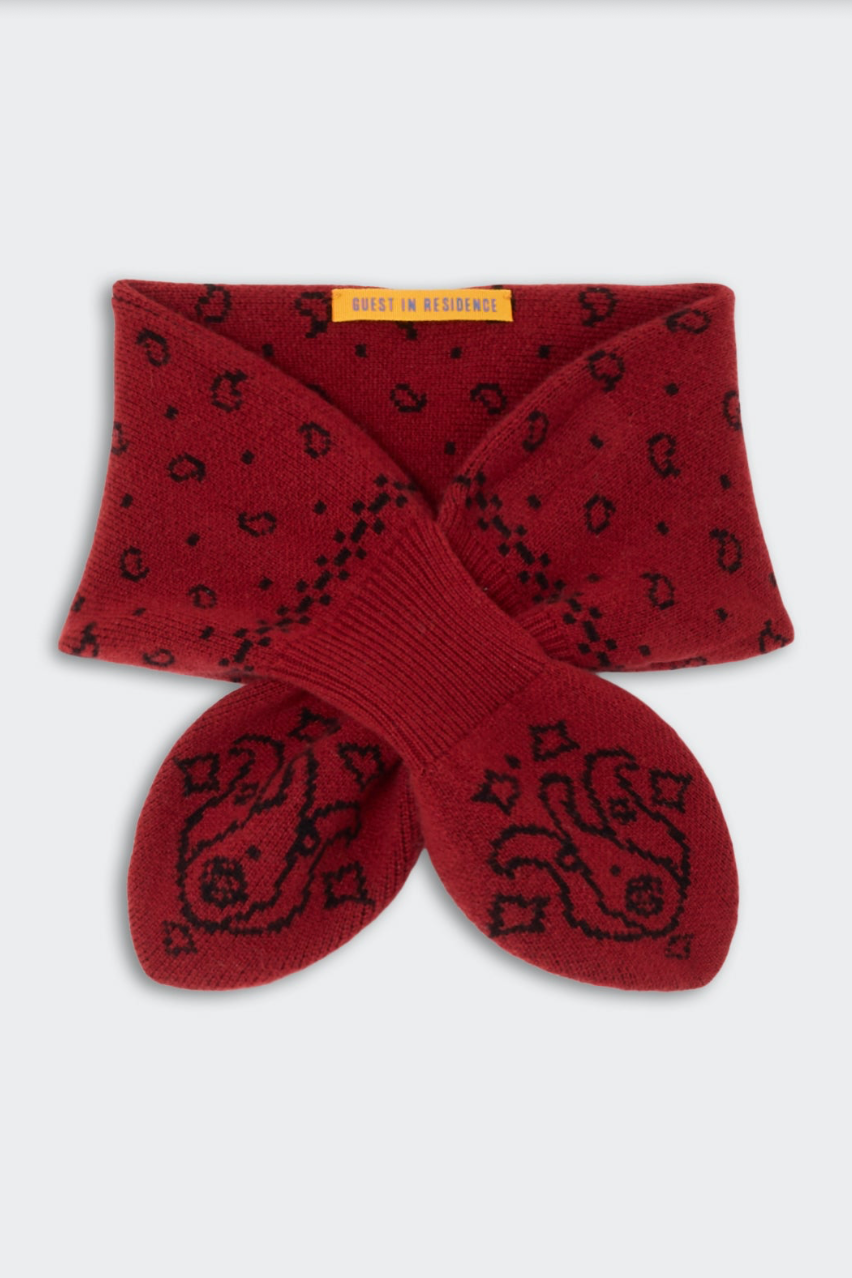 The Guest in Residence Bandana Bowtie Scarf in Carmine/ Black | Shop Eleanor 