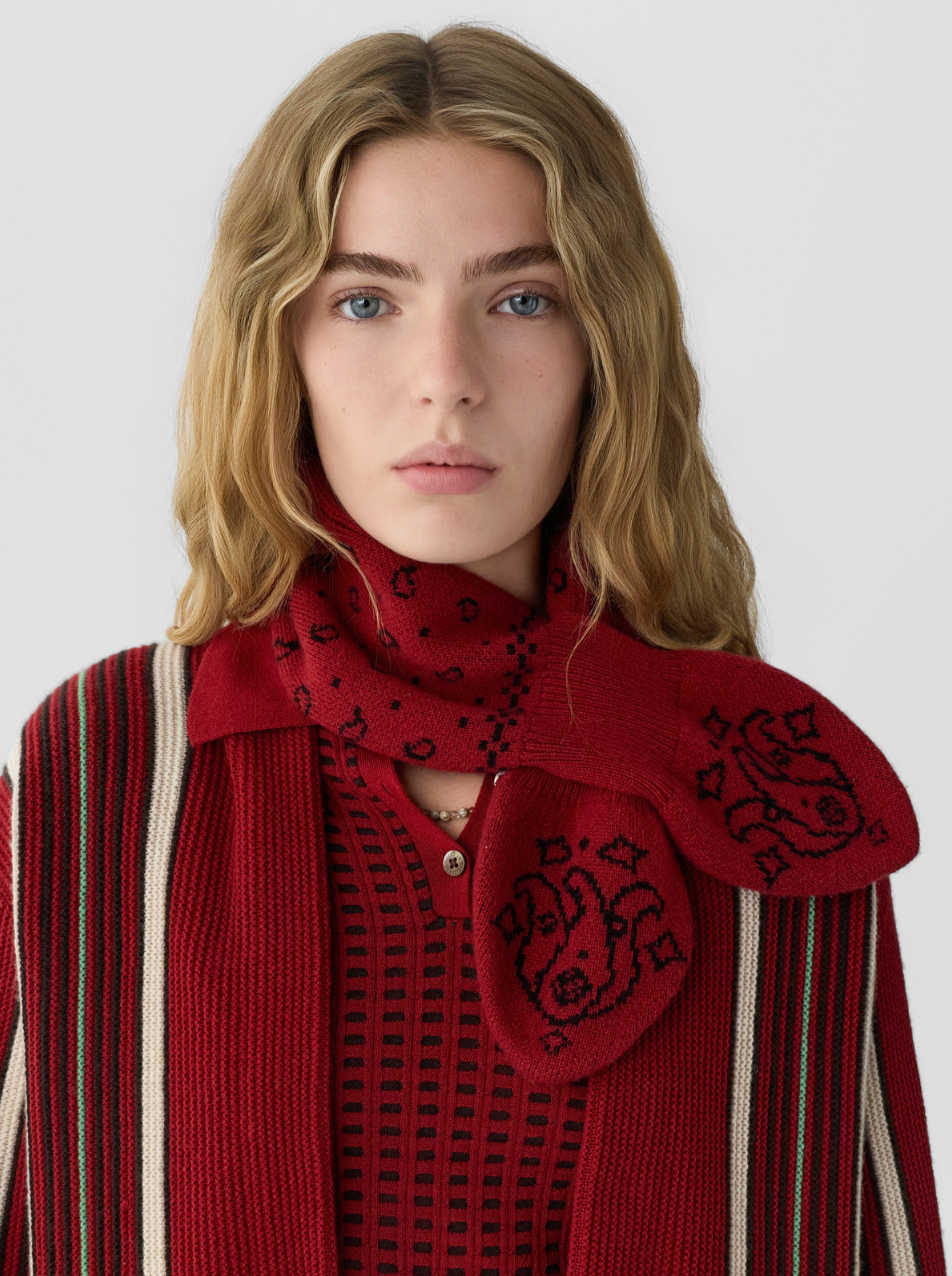The Guest in Residence Bandana Bowtie Scarf in Carmine/ Black | Shop Eleanor 