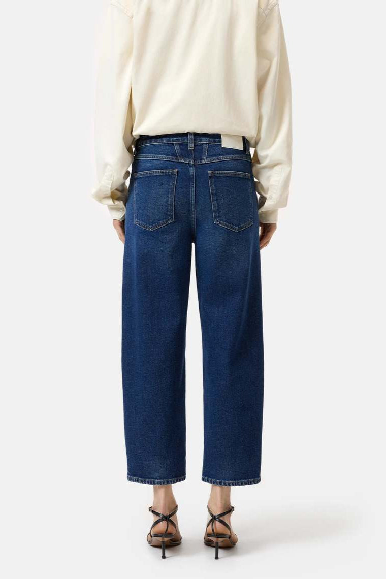 CLOSED Stover X Relaxed Bowed Leg Stretch Denim Jean in Dark Blue | Shop Eleanor - Women's Luxury Boutique in Colorado