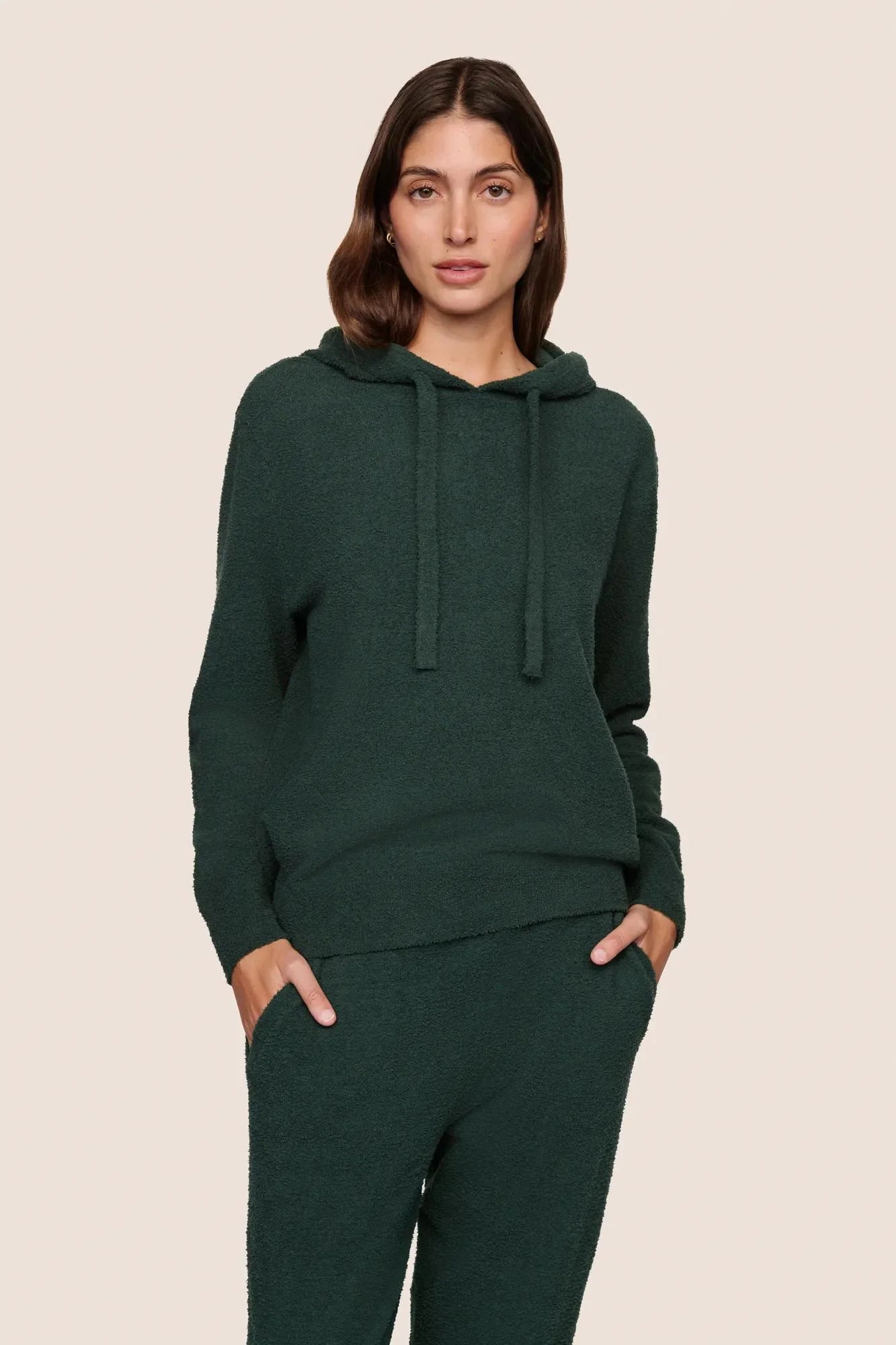 Eberjey Recycled Boucle Hoodie in Pine | Shop Eleanor 