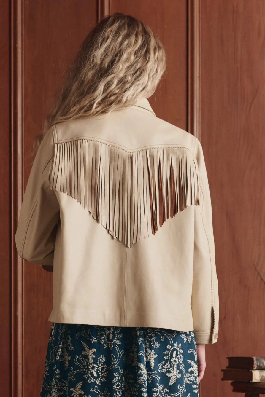 The Great Leather Fringe Jacket in Toasted Almond | Shop Eleanor
